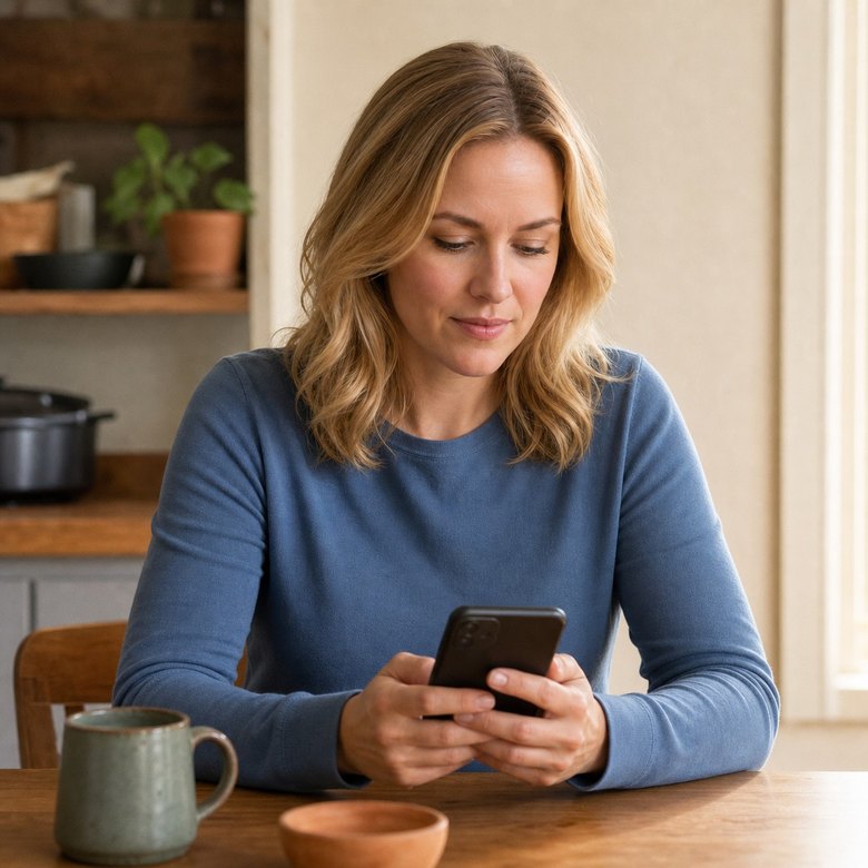 A patient messaging their TrinityRx care team during a follow-up check-in.